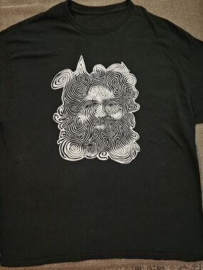 Jerry Garcia Grateful Dead Black Graphic Men’s T-Shirt White Abstract Print 2XL